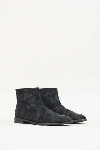 John Varvatos Black Textured Leather Zip Boot