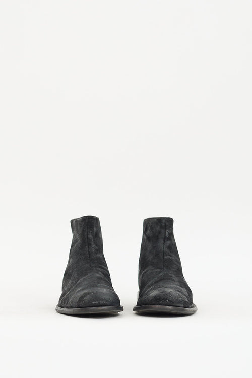 John Varvatos Black Textured Leather Zip Boot