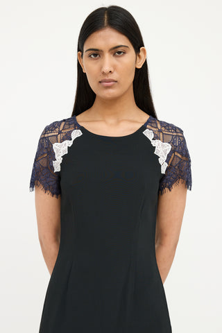 Jonathan Simkhai Navy Multi Colour Lace Dress