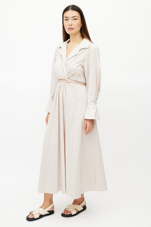 Jonathan Simkhai Beige Cut Out Tie Maxi Dress