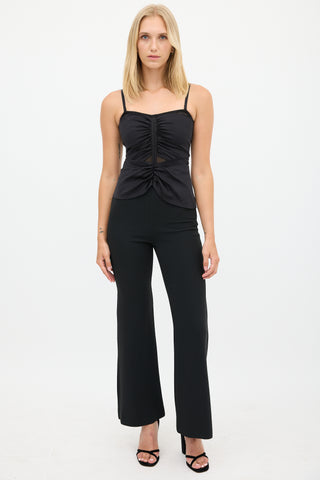 Jonathan Simkhai Black Ruched Mesh Jumpsuit