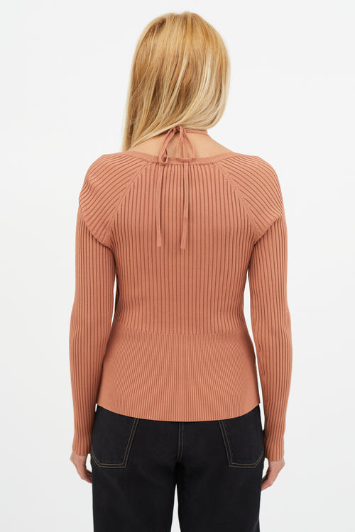 Jonathan Simkhai Brown Ribbed Bra Long Sleeve Top