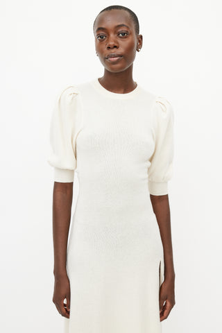 Jonathan Simkhai Cream Cashmere Cut Out Knit Dress