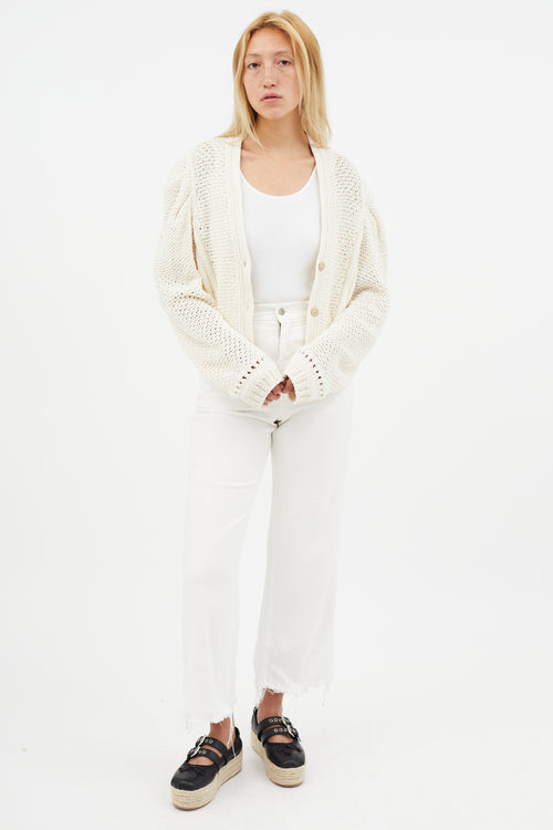 Jonathan Simkhai Cream Loose Knit Cardigan