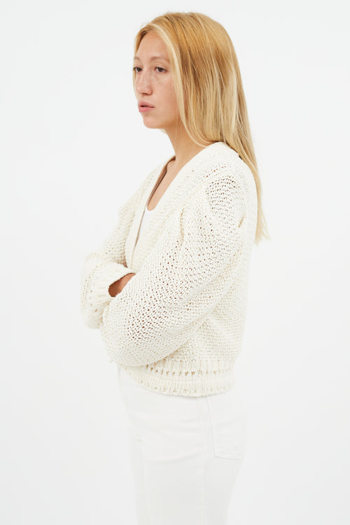 Jonathan Simkhai Cream Loose Knit Cardigan