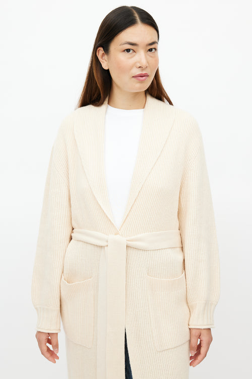 Jonathan Simkhai Cream Ribbed Knit Cardigan