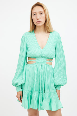 Jonathan Simkhai Green Pleated Mini Dress