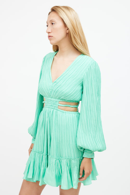 Jonathan Simkhai Green Pleated Mini Dress