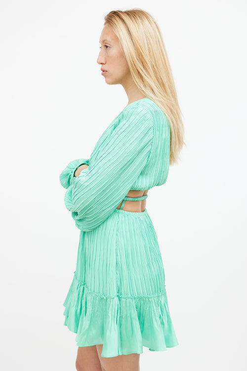 Jonathan Simkhai Green Pleated Mini Dress