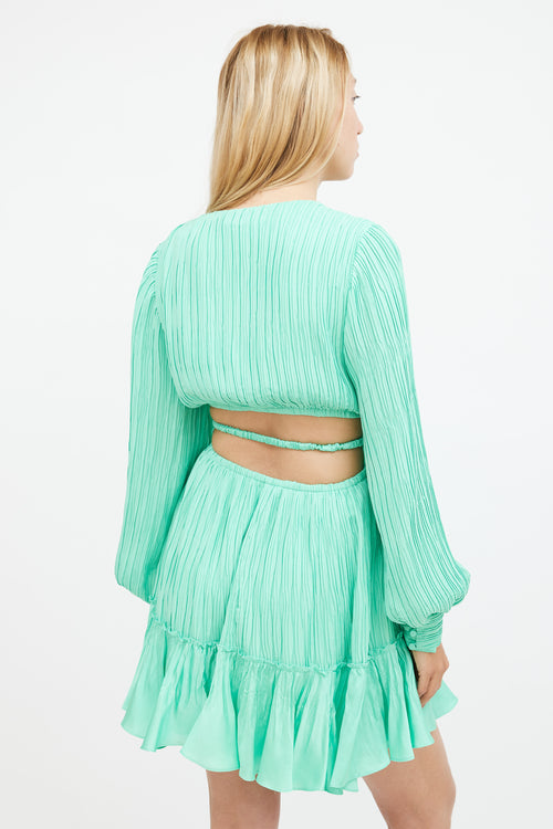 Jonathan Simkhai Green Pleated Mini Dress