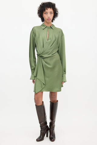 Jonathan Simkhai Green Satin Wrap Dress