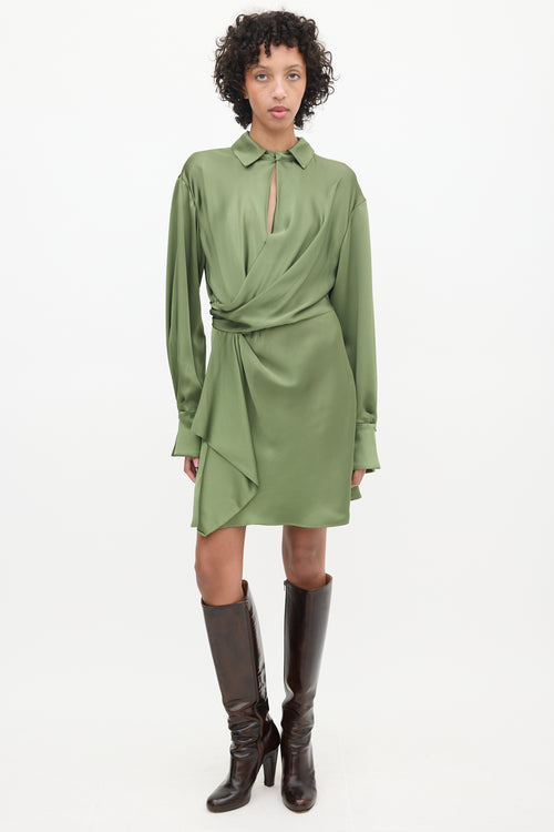 Jonathan Simkhai Green Satin Wrap Dress