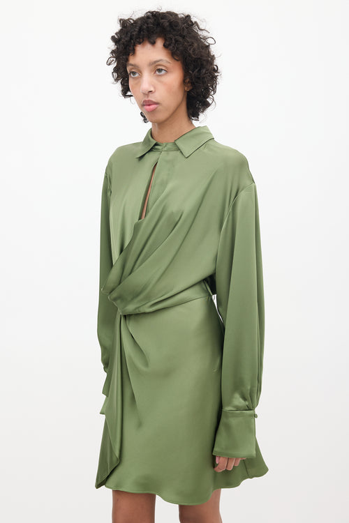 Jonathan Simkhai Green Satin Wrap Dress