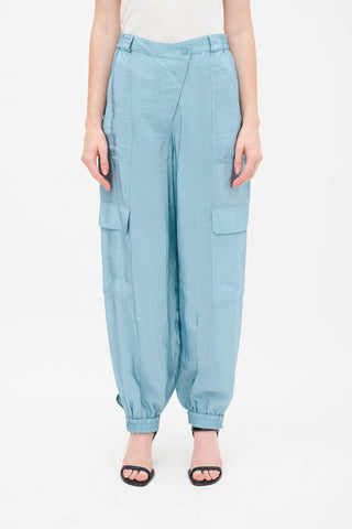 Jonathan Simkhai Blue Satin Artemis Cargo Pant