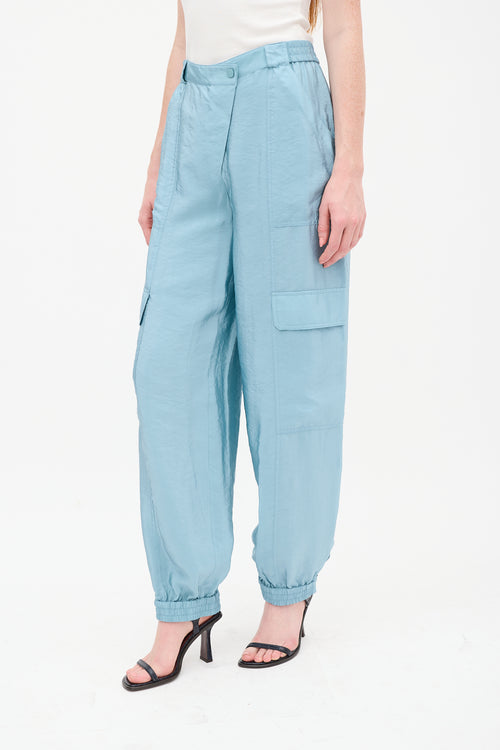 Jonathan Simkhai Blue Satin Artemis Cargo Pant