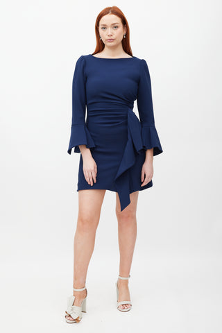 Jonathan Simkhai Navy Asymmetrical Gathered Dress