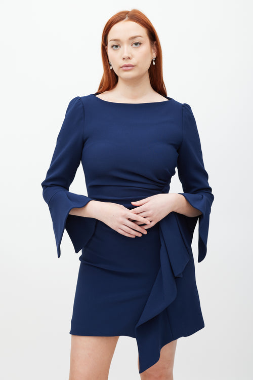 Jonathan Simkhai Navy Asymmetrical Gathered Dress