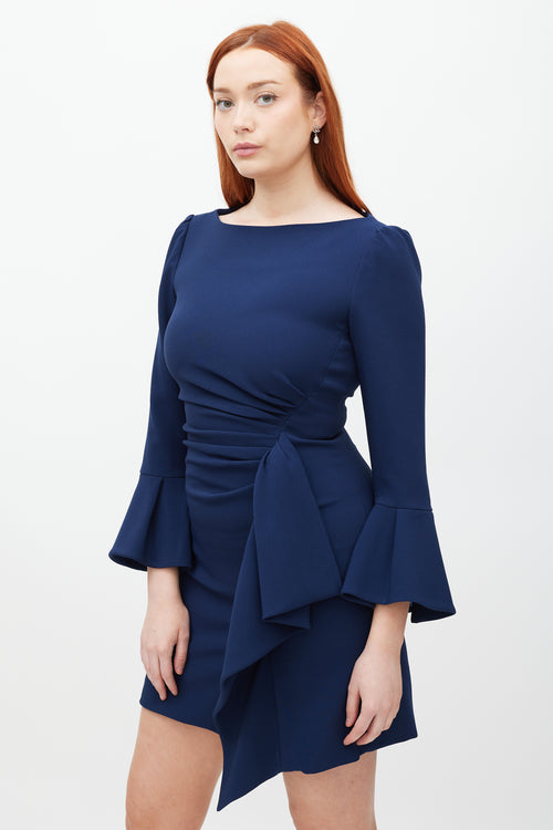 Jonathan Simkhai Navy Asymmetrical Gathered Dress