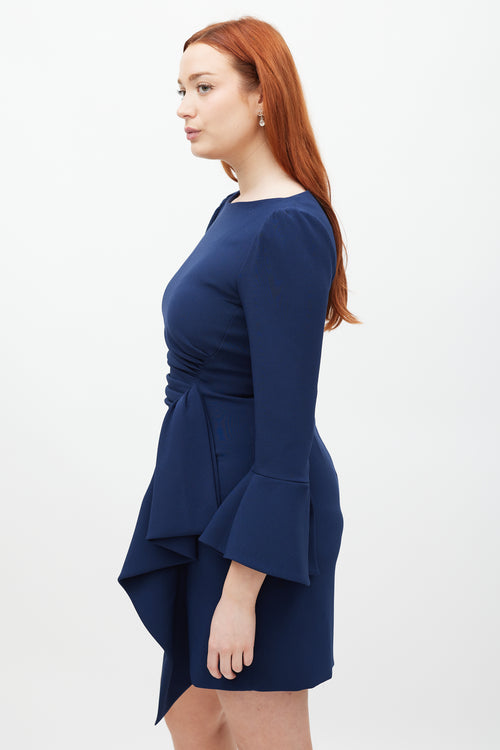 Jonathan Simkhai Navy Asymmetrical Gathered Dress