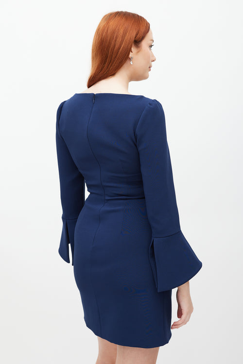 Jonathan Simkhai Navy Asymmetrical Gathered Dress