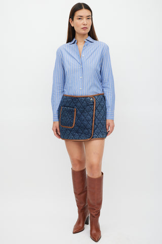 Jonathan Simkhai Navy 
Brown Quilted Denim Skirt