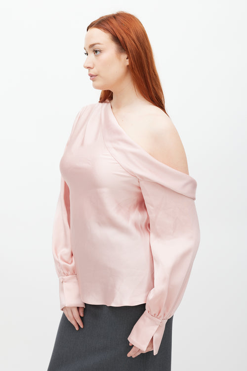 Jonathan Simkhai Pink Satin Off The Shoulder Top