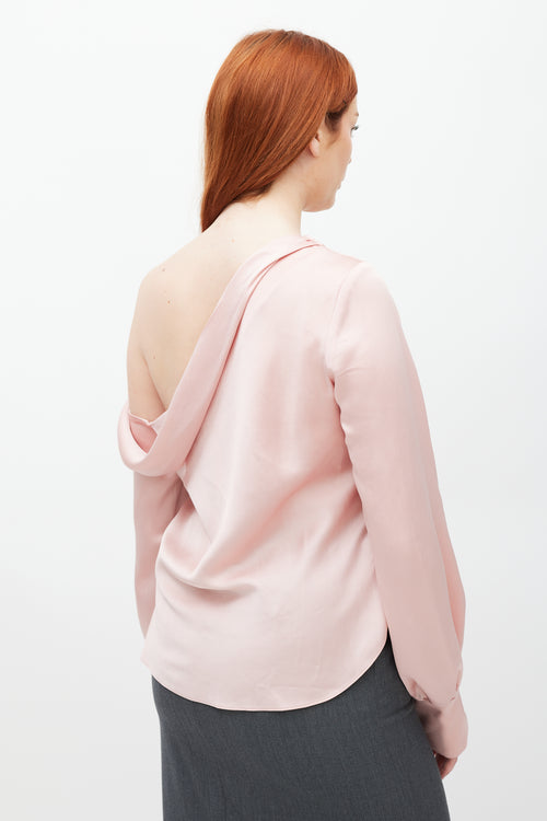 Jonathan Simkhai Pink Satin Off The Shoulder Top