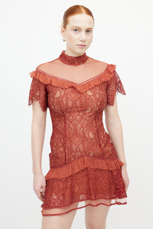 Jonathan Simkhai Red Floral Lace Dress