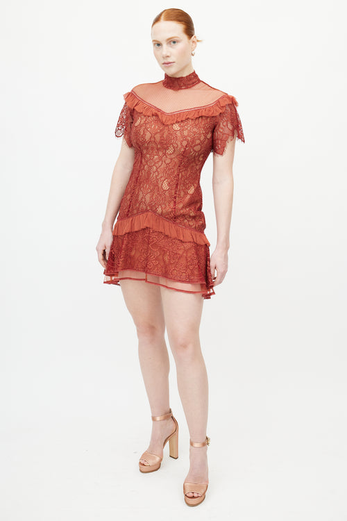 Jonathan Simkhai Red Floral Lace Dress