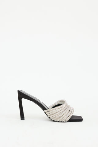 Jonathan Simkhai Black Satin Lena Crystal Mule