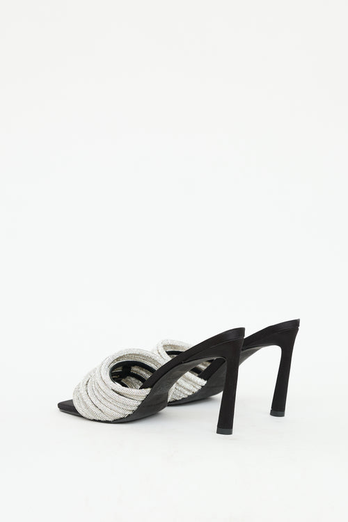 Jonathan Simkhai Black Satin Lena Crystal Mule