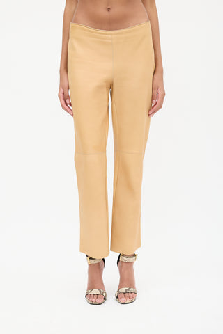 Joseph Beige Leather Slim Trouser