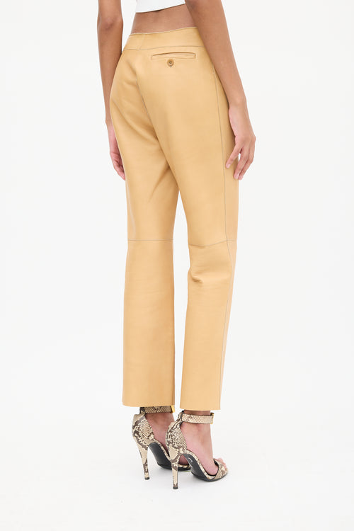 Joseph Beige Leather Slim Trouser