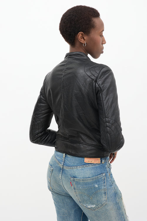 Joseph Black Leather Cafe Jacket