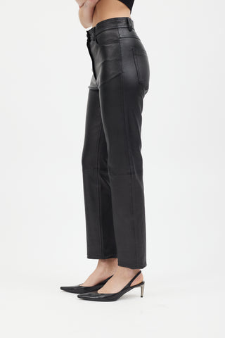 Joseph Black Leather Teddy Pant