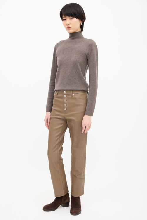 Joseph Brown Leather Slim Trouser