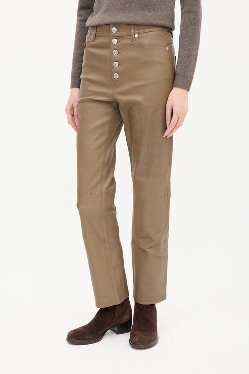 Joseph Brown Leather Slim Trouser