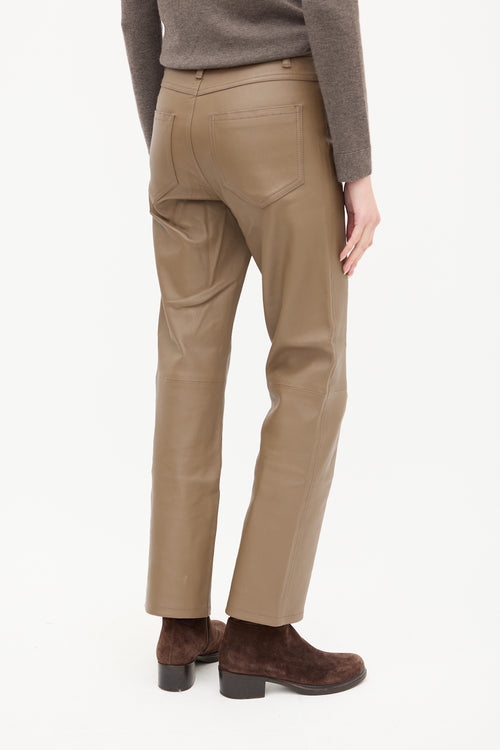 Joseph Brown Leather Slim Trouser