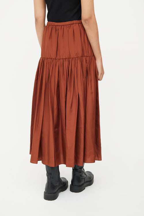 Joseph Brown Silk Midi Skirt