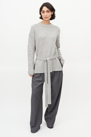 Joseph Grey Cashmere Tie Sweater