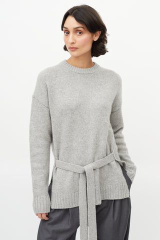 Joseph Grey Cashmere Tie Sweater