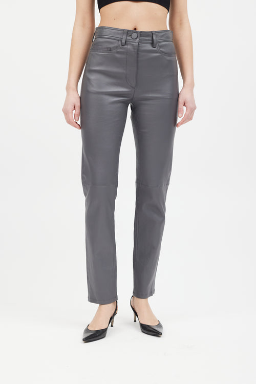 Joseph Grey Leather Teddy Pant