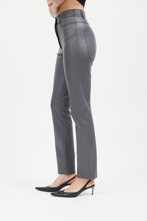 Joseph Grey Leather Teddy Pant