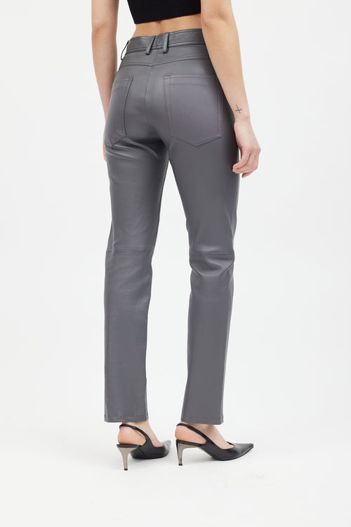 Joseph Grey Leather Teddy Pant