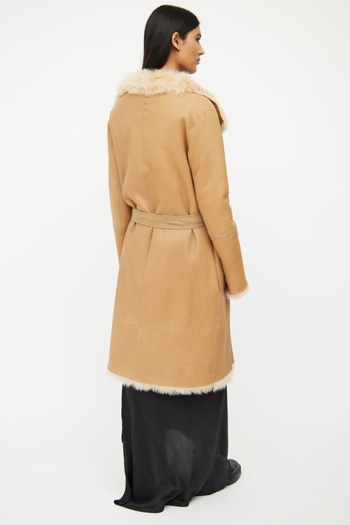 Joseph Tan Leather Fur Lined Coat