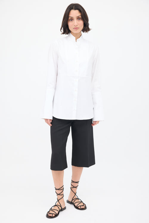 Julie Josephine White Cotton Eva High Cuff Tuxedo Shirt