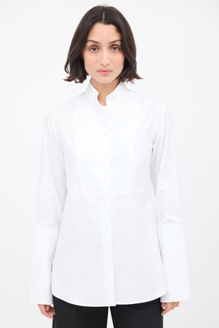 Julie Josephine White Cotton Eva High Cuff Tuxedo Shirt