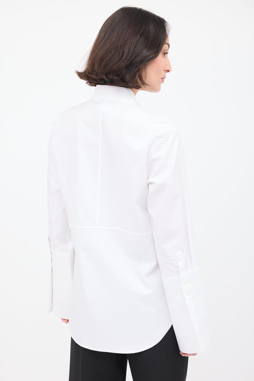 Julie Josephine White Cotton Eva High Cuff Tuxedo Shirt