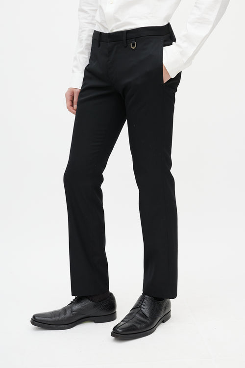 Julius Black Slim Wool Trouser