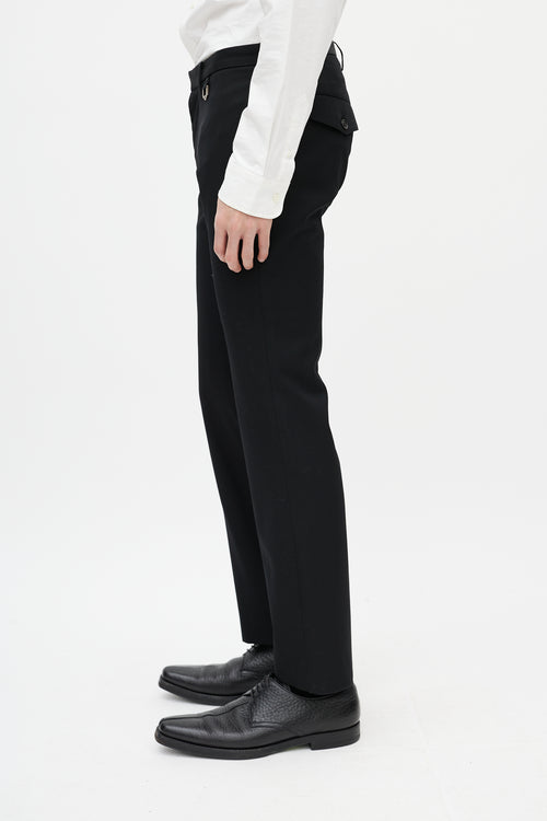 Julius Black Slim Wool Trouser